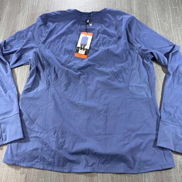 Spyder Active Women's Long Sleeve Zip Pocket Thumb Slit Stretch Top, Blue, XXL - Picture 6 of 6